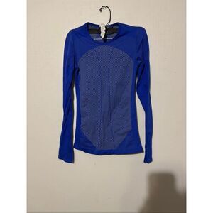 Fabletics Cobalt Blue Herringbone Long Sleeve Workout Athletic Top Women's XS